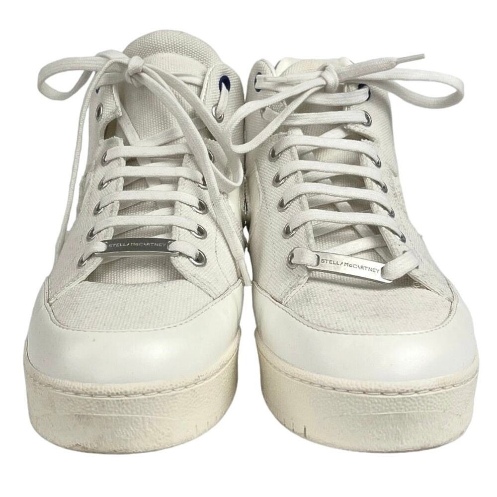 Stella McCartney White Vegan Leather Canvas High Top Trainers Sneakers Shoes 36 - Picture 2 of 5